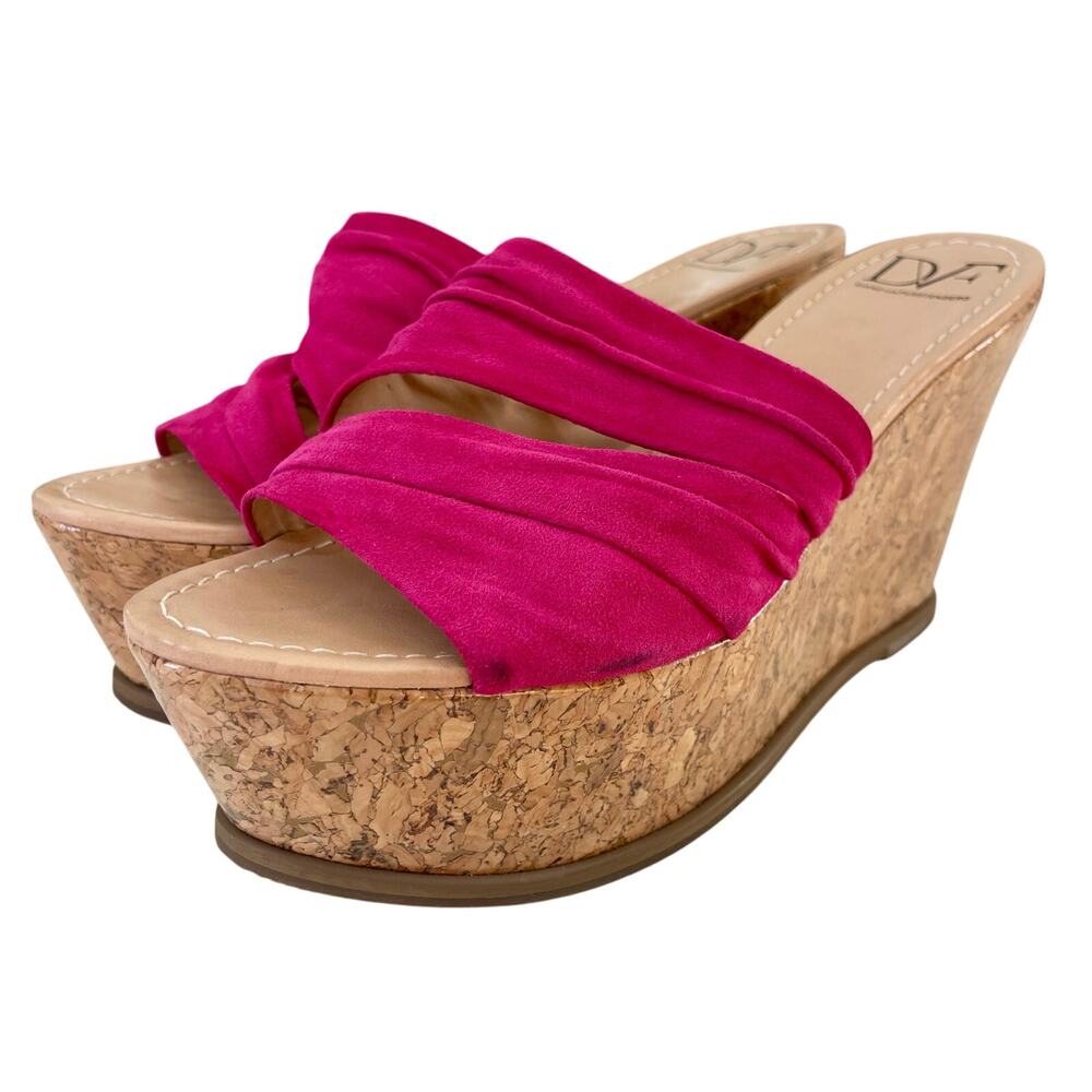 Diane Von Furstenberg DVF Pink Suede Platform Sandals Wedges 8